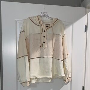 POL Cream and Tan Knit Sweater